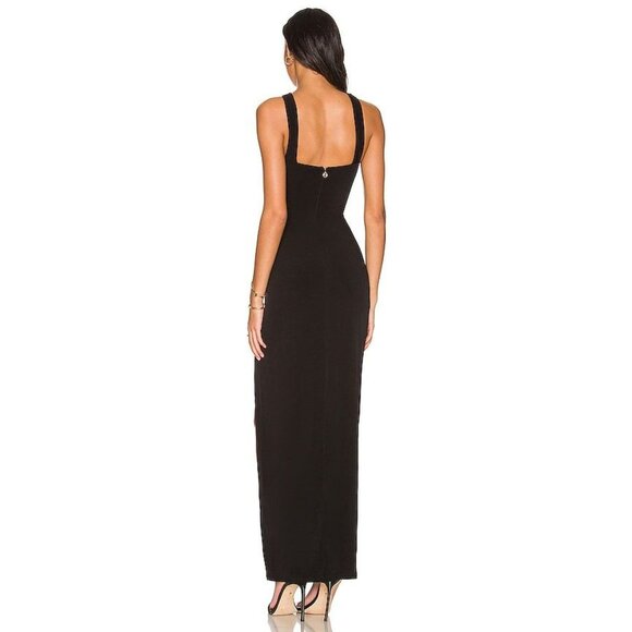 Nookie Belisse Gown Black Halter Maxi Dress Cut-Out Twist Front High-Slit XS NWT - Picture 2 of 16